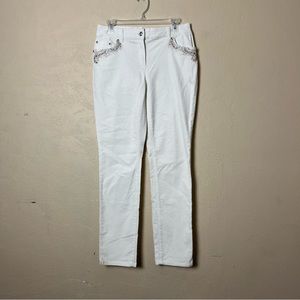 Chico's Embellished Corduroy Cream Ivory Pants BLING Pockets Rhinestone‎ Sz 0